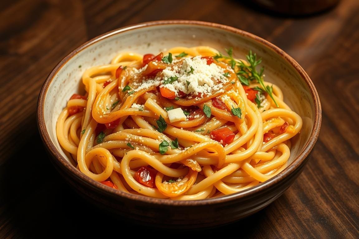caramelized onion pasta