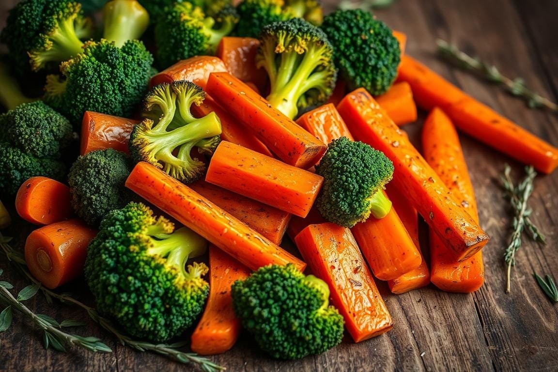 roasted broccoli and carrots